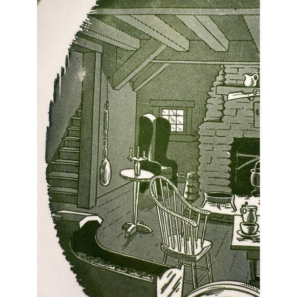 Set of 2 Vintage Colonial Homestead Royal Green Handled Plates platters 11 inch - Picture 5 of 12